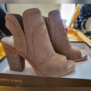 Vince Camuto Karinta Block Heel Taupe Booties